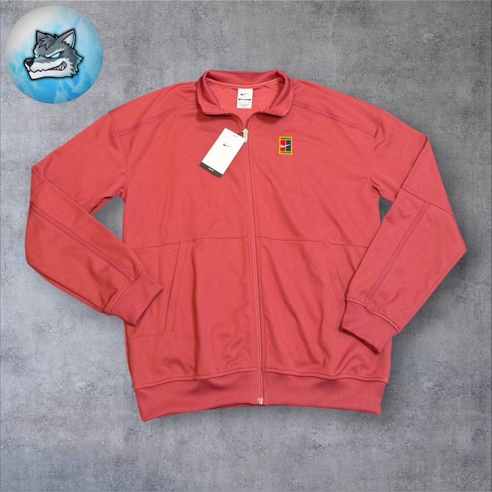 Nike Court Heritage Men's Tennis Track Jacket Red Size Small FZ6927-661